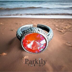 Sparkly ring made with Swarovski crystal adjustable fit handcrafted